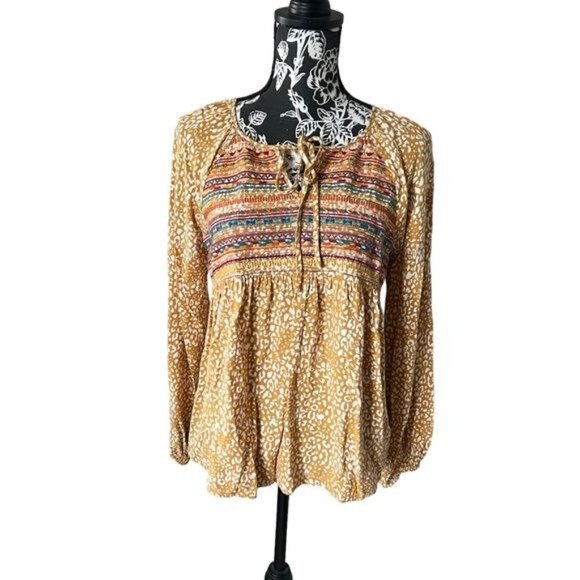 Savanna Jane Boho Aztec long sleeve shirt top blouse women’s medium - Picture 1 of 7